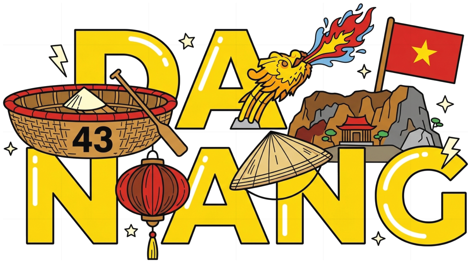 Áo thun du lịch Đà Nẵng VNXK HAMCHOI Trắng cotton thoáng mát form rộng Da Nang Travel Tee - 160726-12-02-LLK