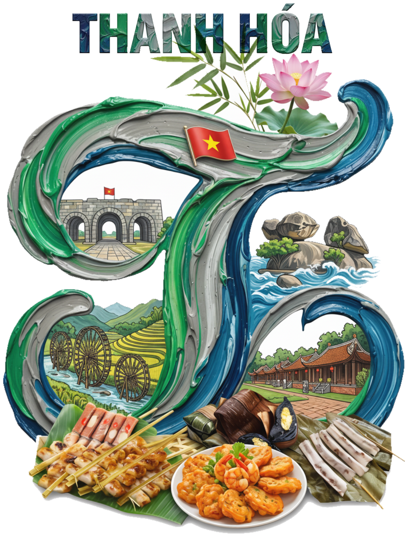 Áo Thun Unisex Trắng In Chữ T Nghệ Thuật Thanh Hóa - Cotton 100% Form Rộng Oversize Trendy Du Lịch - 170426-15-55-NGA