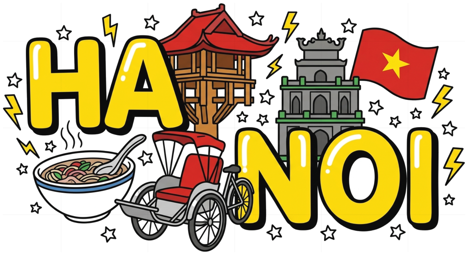 Áo thun du lịch Hà Nội VNXK HAMCHOI Trắng cotton form rộng Heart of Hanoi Tee - 180726-08-45-NZH