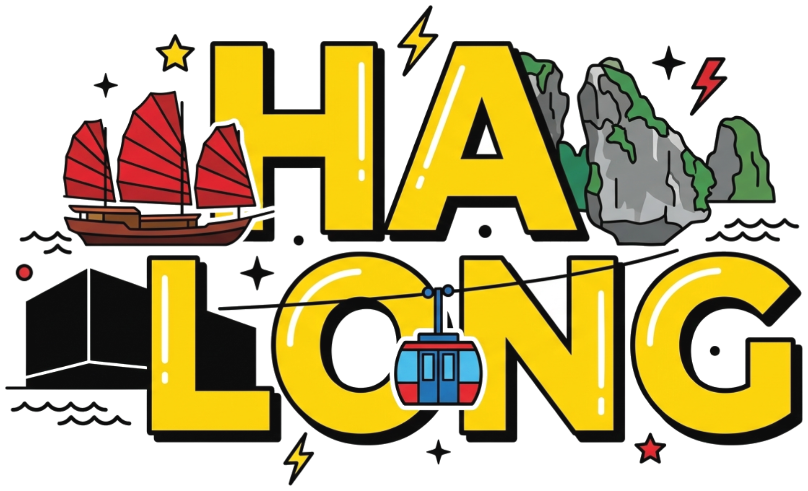 Áo thun du lịch Hạ Long VNXK HAMCHOI Trắng cotton 4 chiều Ha Long Wonder Tee - 180726-08-59-JAM