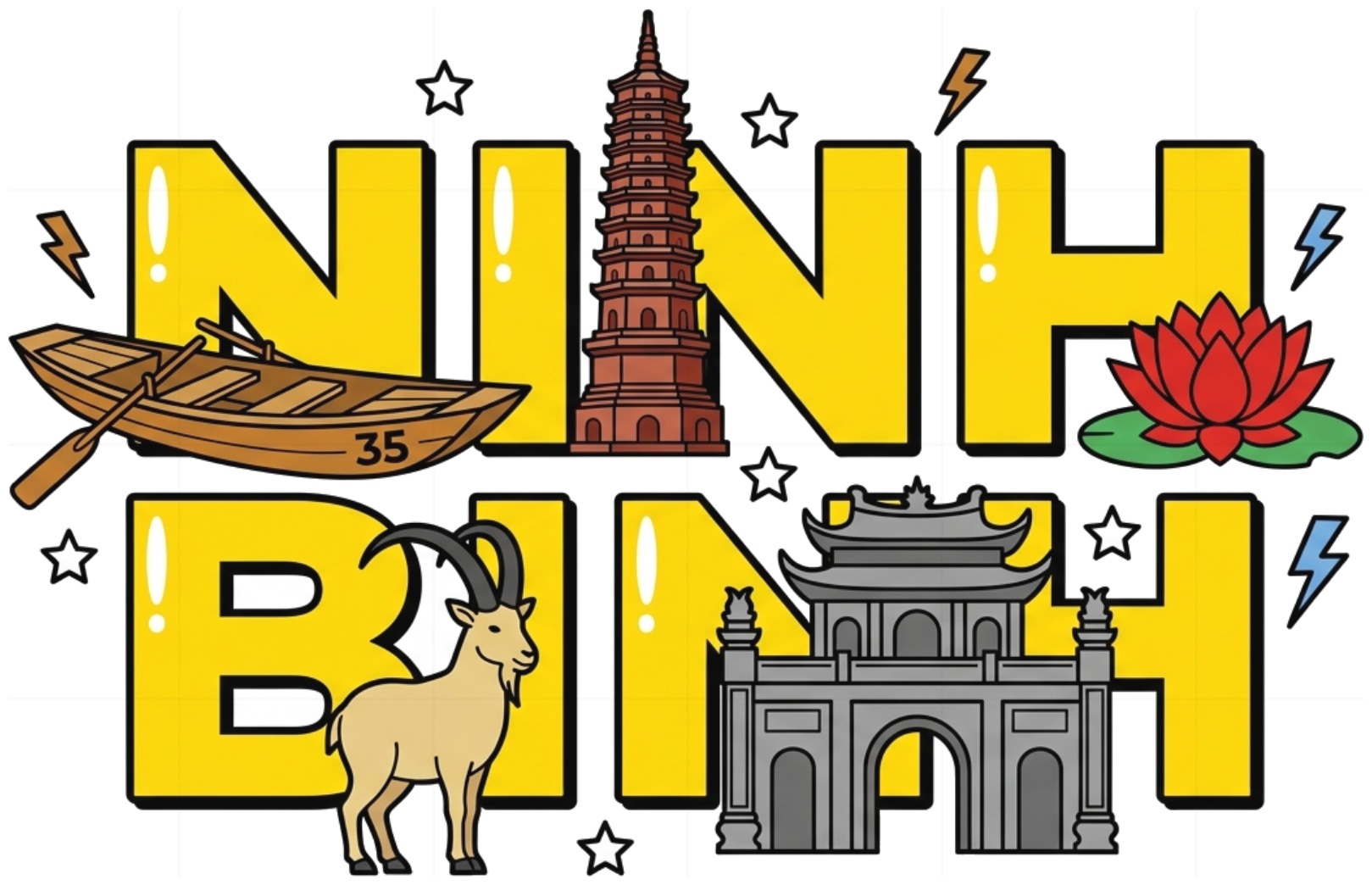 Áo thun Ninh Bình du lịch VNXK HAMCHOI Trắng cotton co giãn form rộng Ninh Binh Ancient Tee - 180726-09-00-OFD