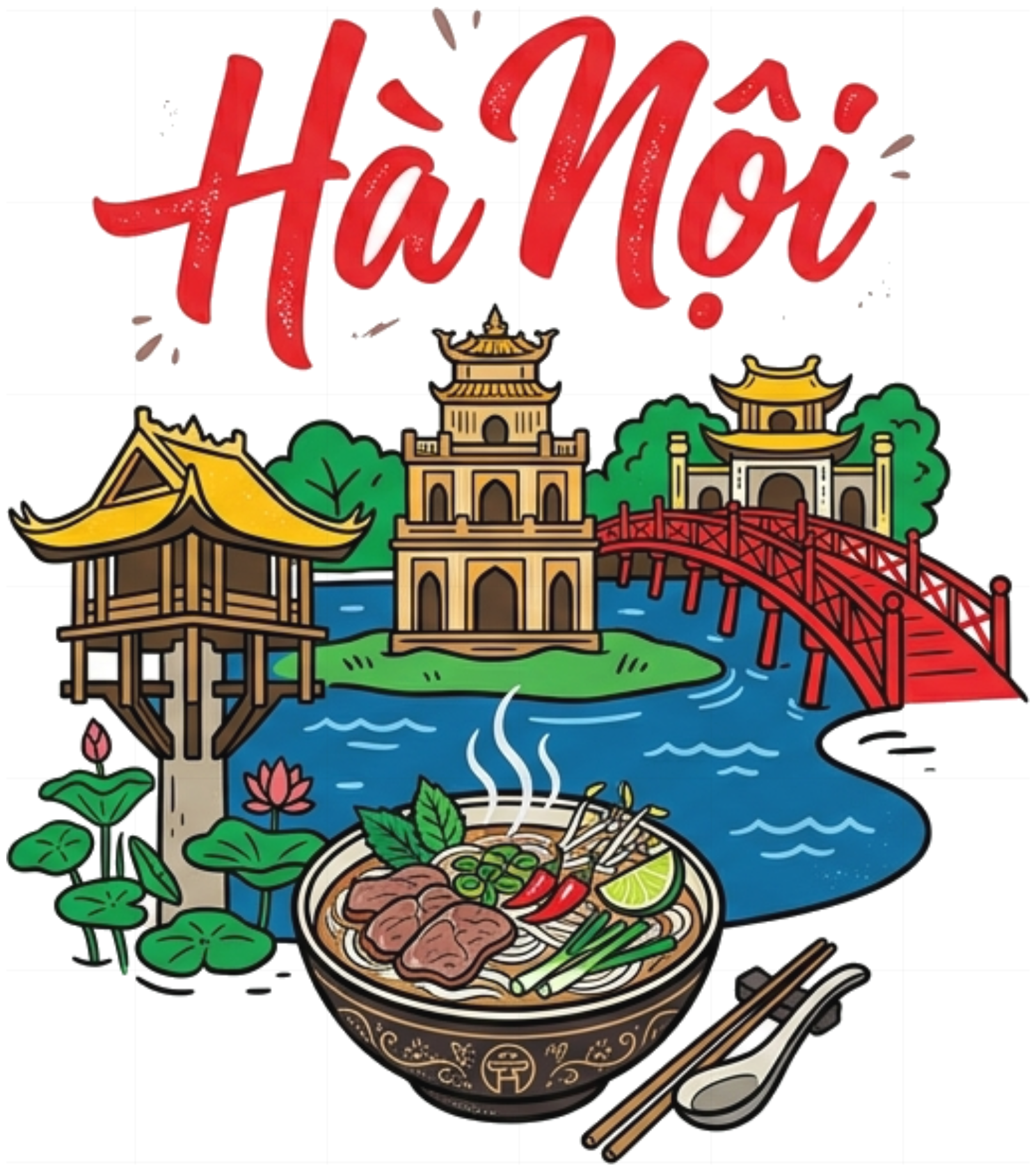 Áo thun Hà Nội VNXK HAMCHOI Trắng cotton form rộng Hanoi Vibes Tee - 180726-09-29-BZM