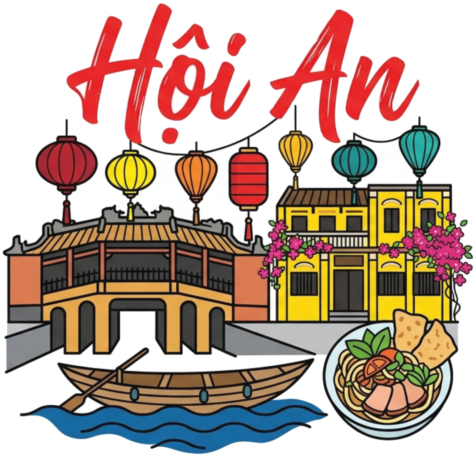 Áo thun du lịch Hội An VNXK HAMCHOI Trắng cotton form rộng Hoi An Souvenir Tee - 180726-09-36-NCJ