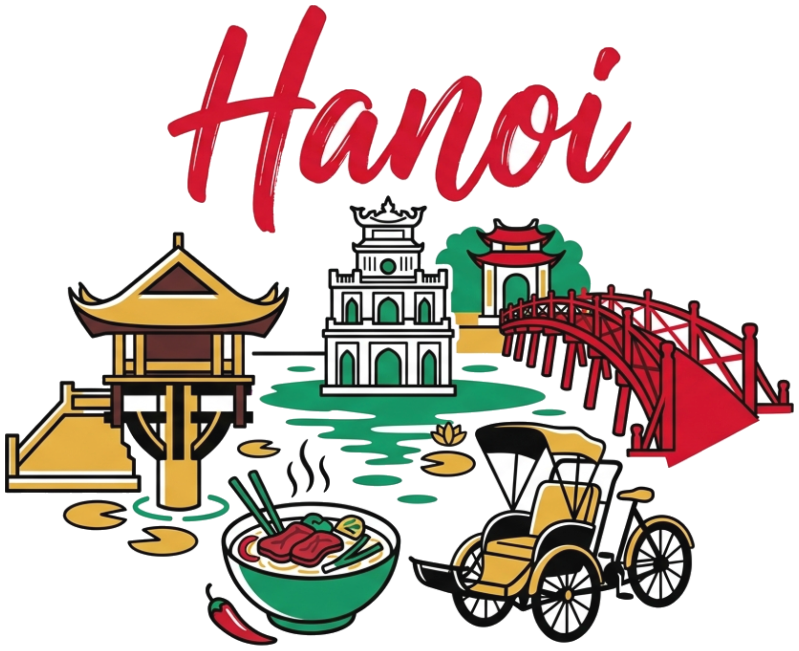 Áo thun unisex VNXK HAMCHOI Trắng form rộng thoải mái Hanoi Timeless Charm Tee - 180726-09-39-YHT