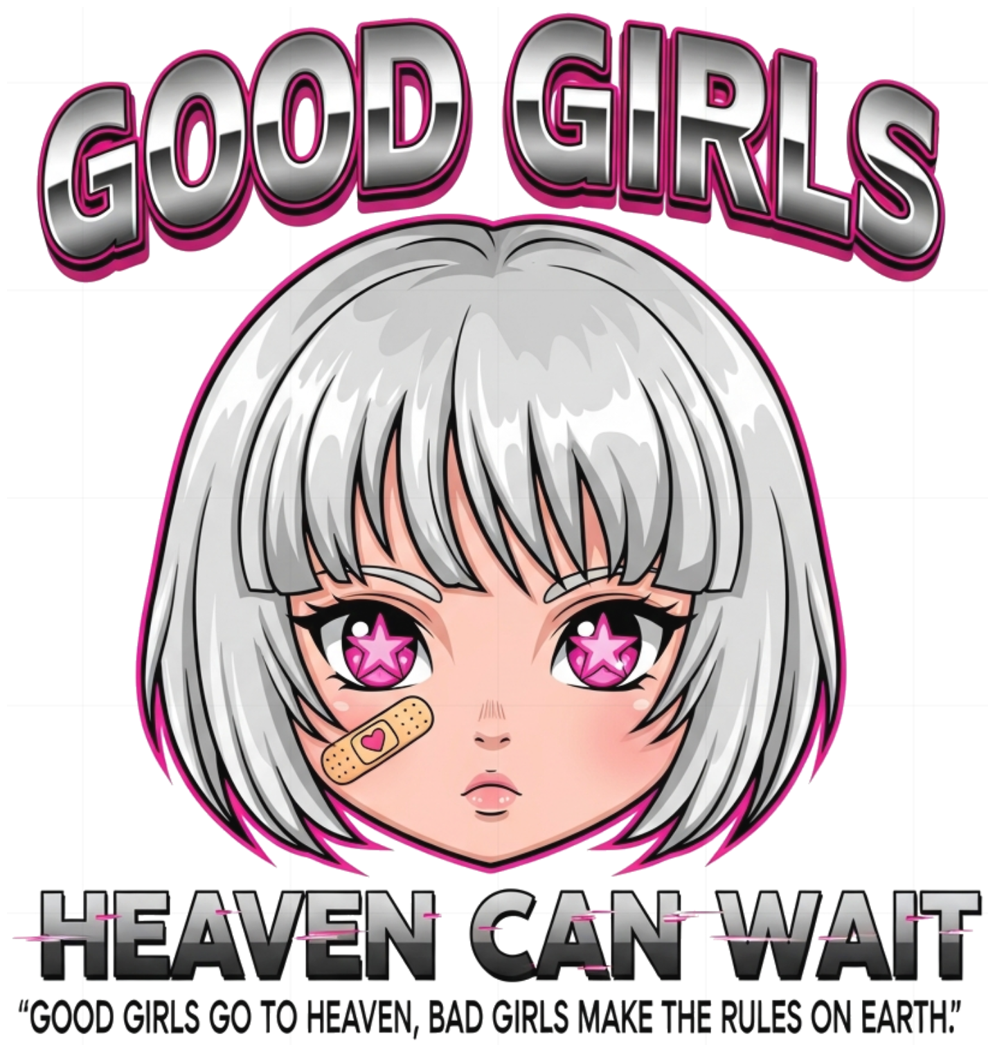 Áo thun trắng Y2K Angelcore Good Girls Heaven Can Wait Form Rộng Cotton - 190626-10-16-DGG