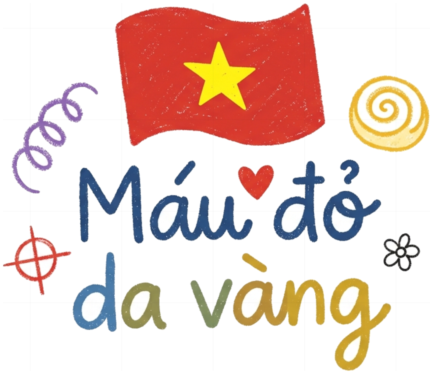 Áo thun Máu đỏ da vàng VNXK HAMCHOI Trắng cotton form rộng Vietnam Pride Crayon Tee - 200726-14-48-SRG