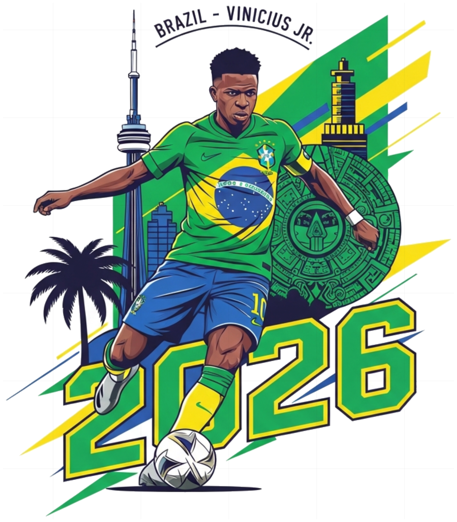 Áo Thun Nam Nữ Trắng Vinicius Jr Đội Tuyển Brazil World Cup 2026 Form Rộng Cotton 100% Cực Chất - 220526-14-43-JVI