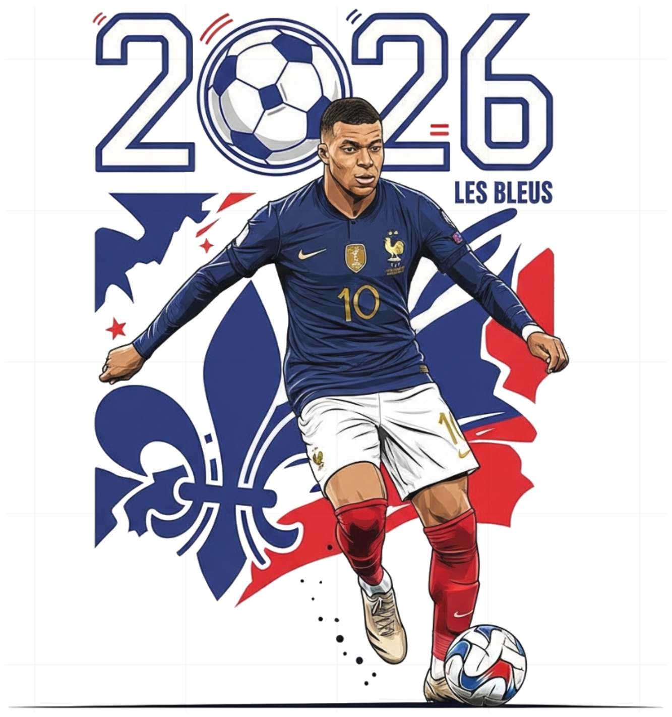 Áo Thun Unisex Form Rộng Kylian Mbappé World Cup 2026 Đội Tuyển Pháp - Cotton Cao Cấp Co Giãn 4 Chiều - Thời Trang Sành Điệu Cực Chất - 220526-14-48-TDO