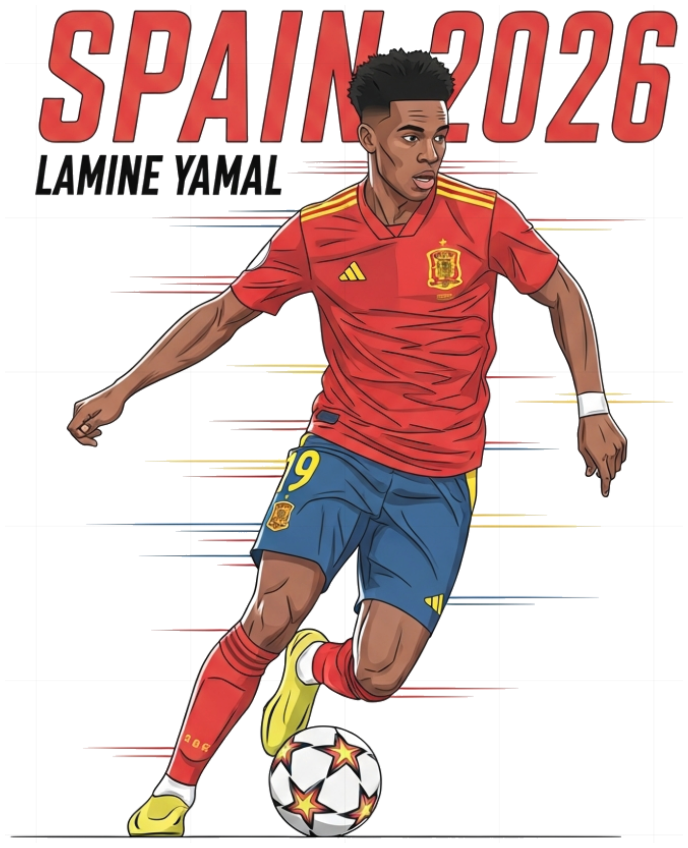 Áo Thun Lamine Yamal Spain World Cup 2026 Đội Tuyển Tây Ban Nha - Áo Phông Unisex Cotton Form Rộng Trendy 220526-14-57-GVA