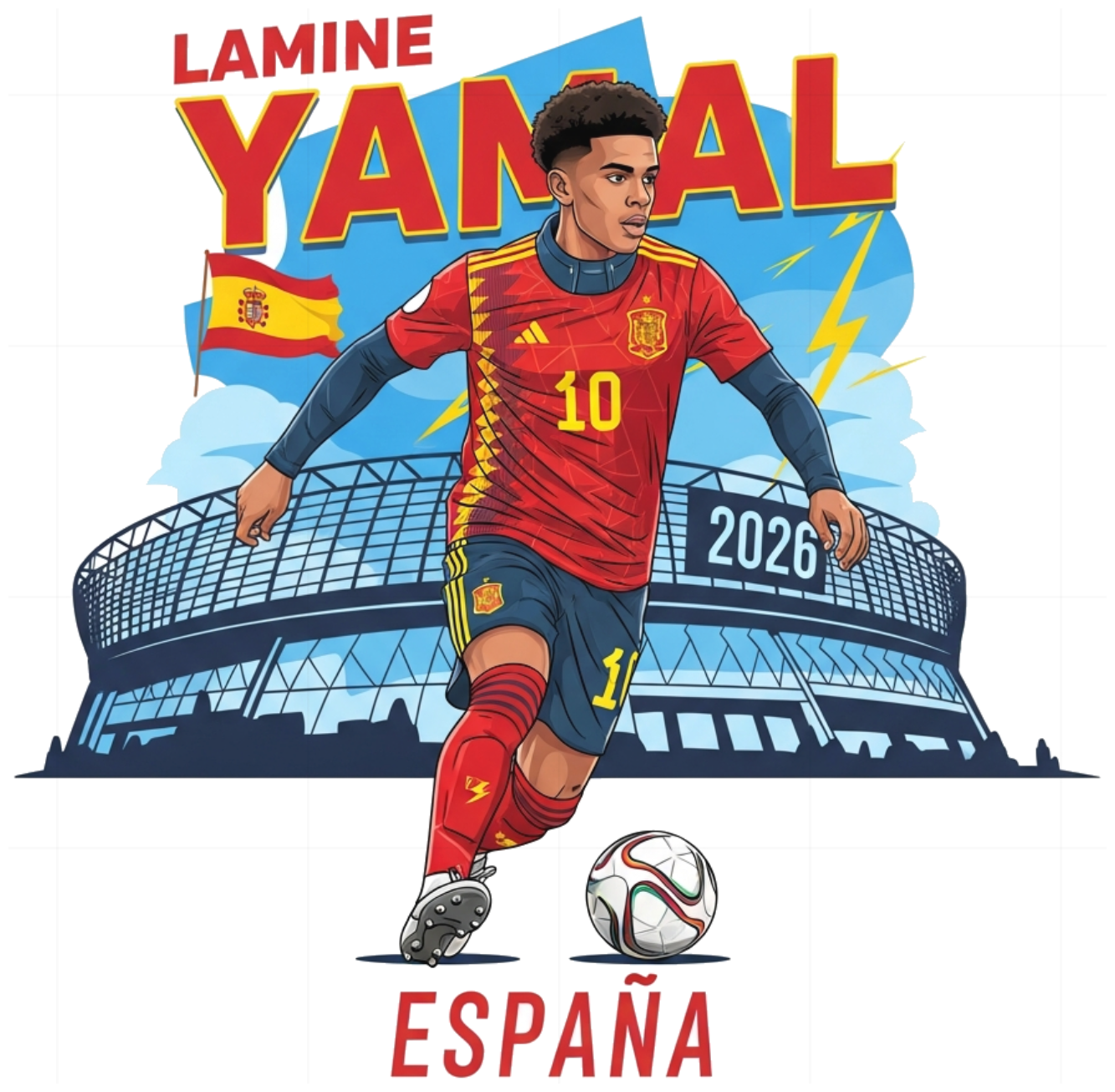Áo Thun Unisex Lamine Yamal Đội Tuyển Tây Ban Nha World Cup 2026 Form Rộng Cotton Cao Cấp Cực Chất - 220526-14-57-SVQ