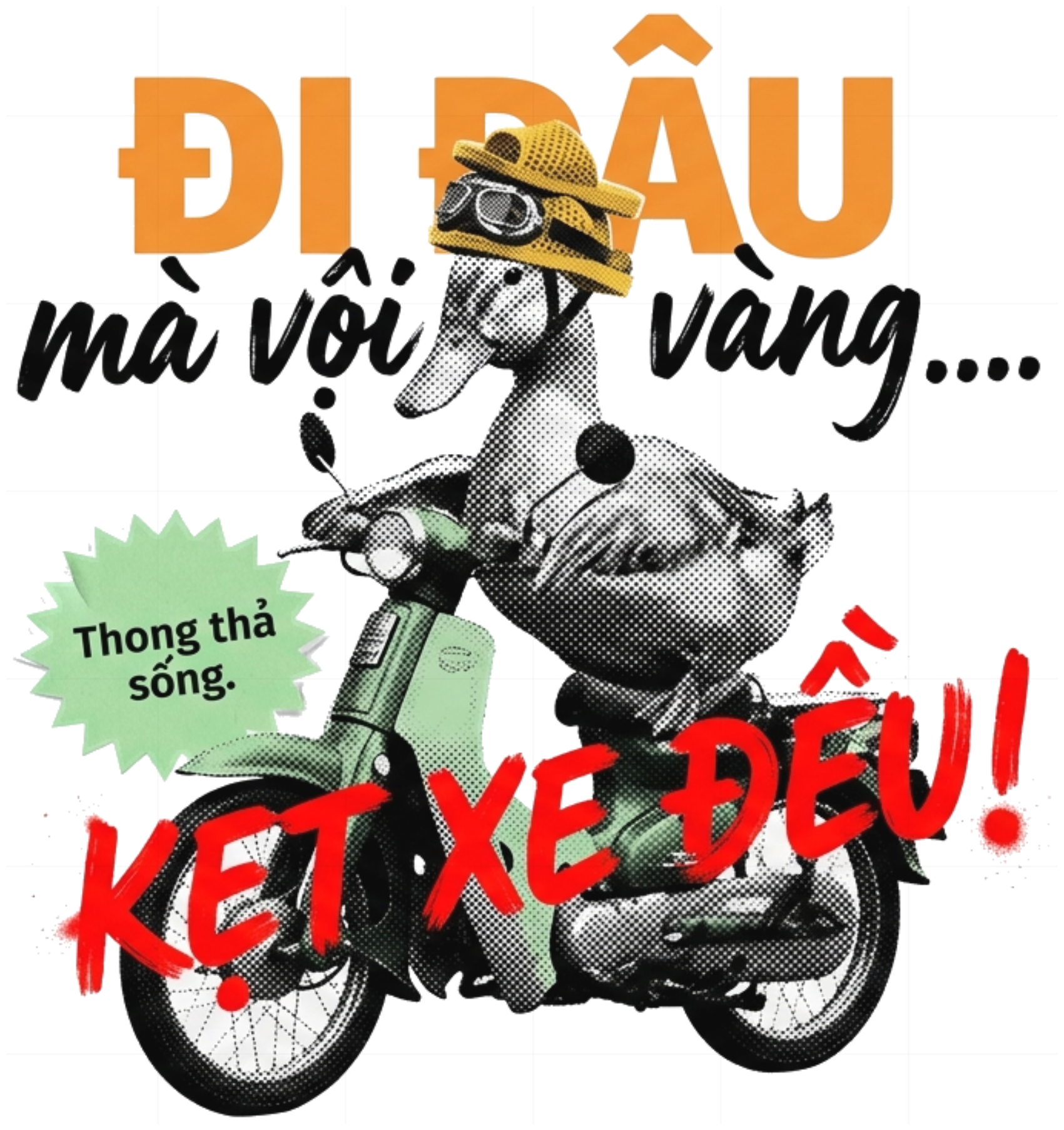 Áo Thun Trắng Unisex Form Rộng Vịt Lái Xe Super Cub Độc Lạ Streetwear Retro Cotton Cao Cấp - 250726-17-22-NPT