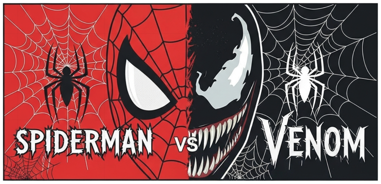 Áo Thun Nam Nữ Unisex Spider-Man vs Venom Cotton 100% Form Rộng Cực Chất - Áo Phông Marvel Streetwear Trendy 2024 Đi Chơi Du Lịch - 270526-15-56-PCV