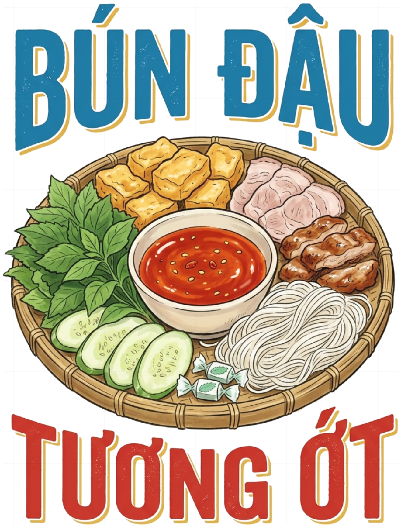 Áo Thun Unisex In Hình Bún Đậu Tương Ớt Retro Cotton 100% Co Giãn Form Rộng Cực Chất - 280726-11-41-ADY