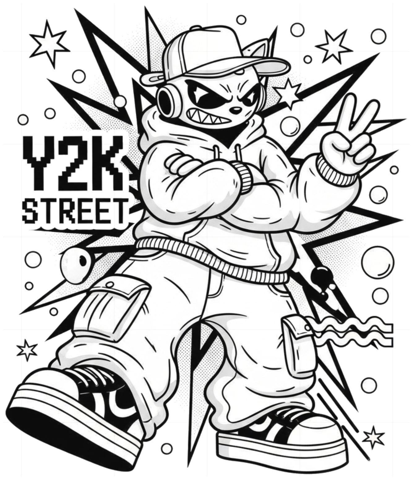 Áo Thun Unisex Trắng In Hình Design Y2K Streetwear Mascot - Áo Phông Nam Nữ Form Rộng Local Brand Street Style - 290526-15-33-YPX