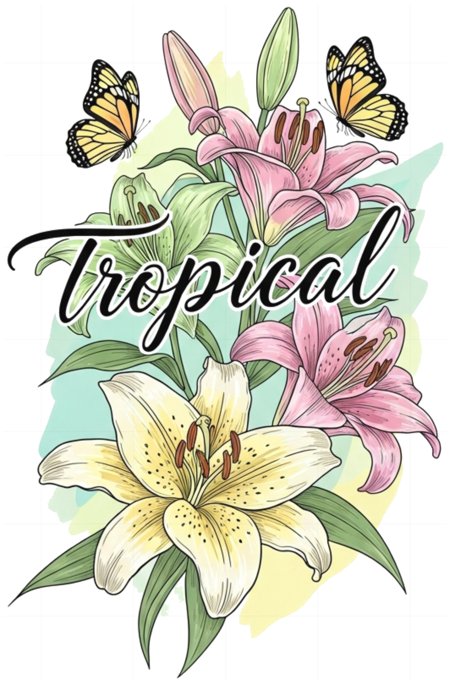 Áo Thun Trắng Họa Tiết Hoa Ly Tropical 