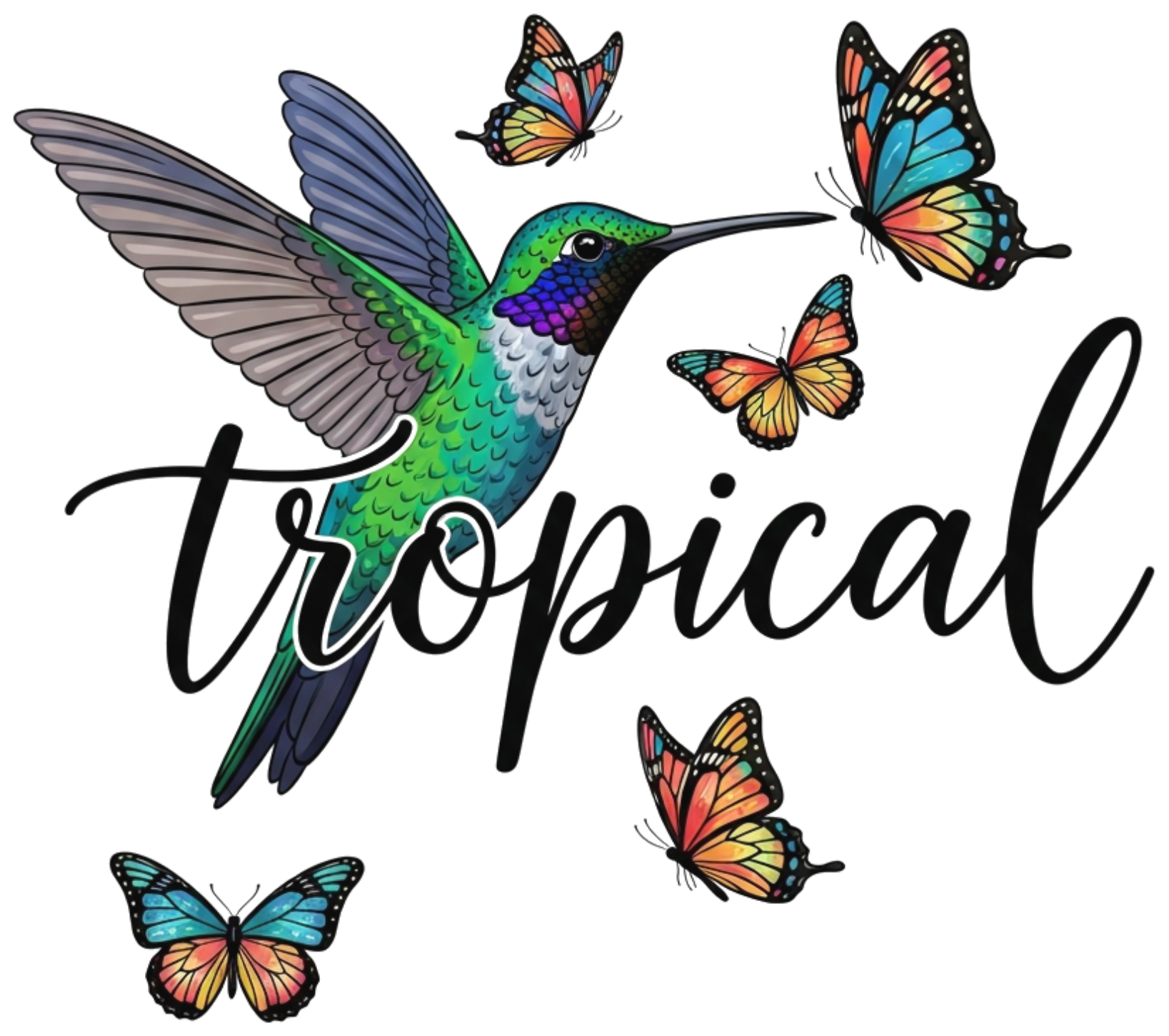 Áo Thun Trắng In Hình Chim Ruồi Tropical Design - 290526-16-30-AHX