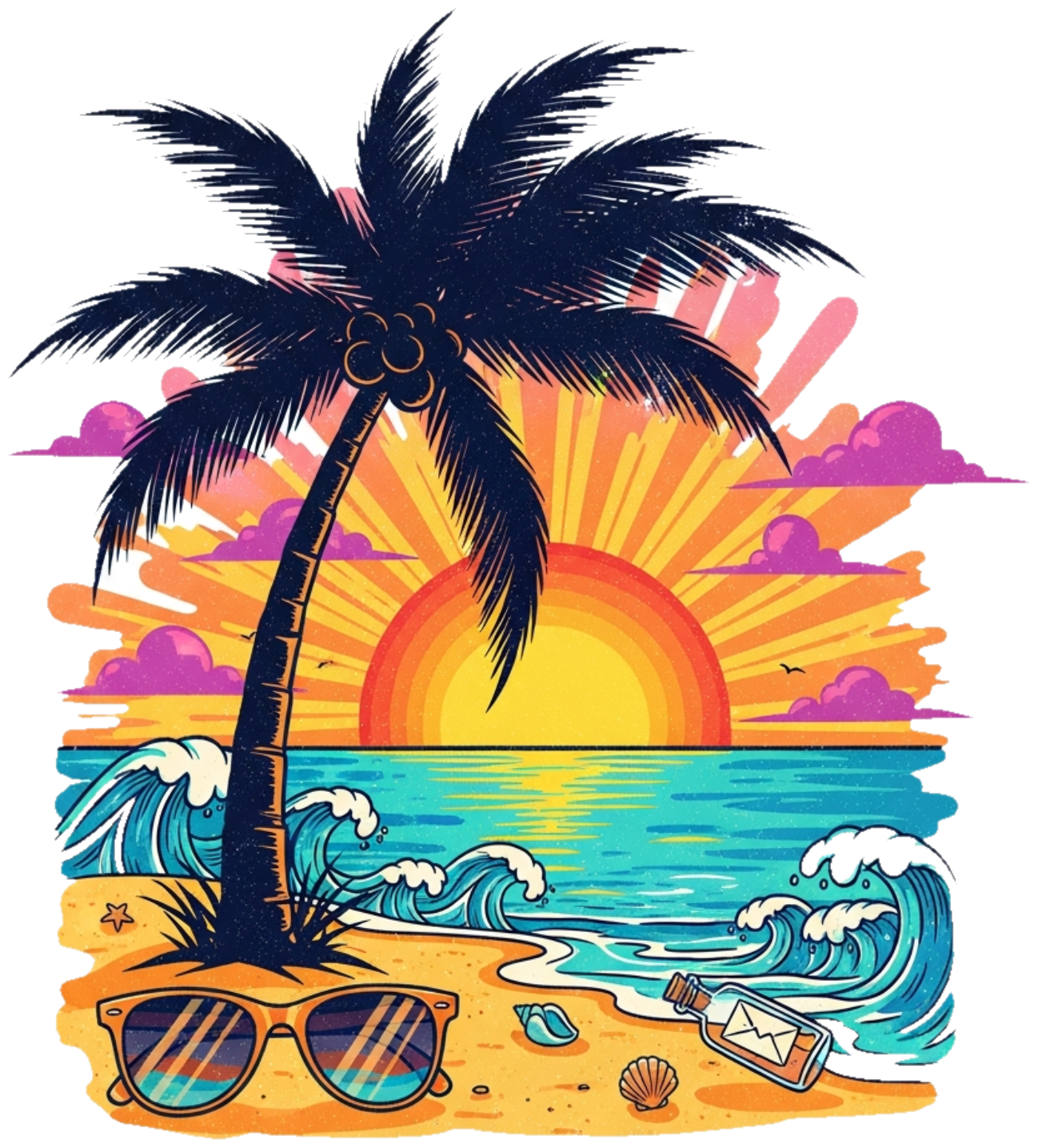 Áo Thun Trắng Summer Vibes Tropical Design - 300326-14-18-GLG