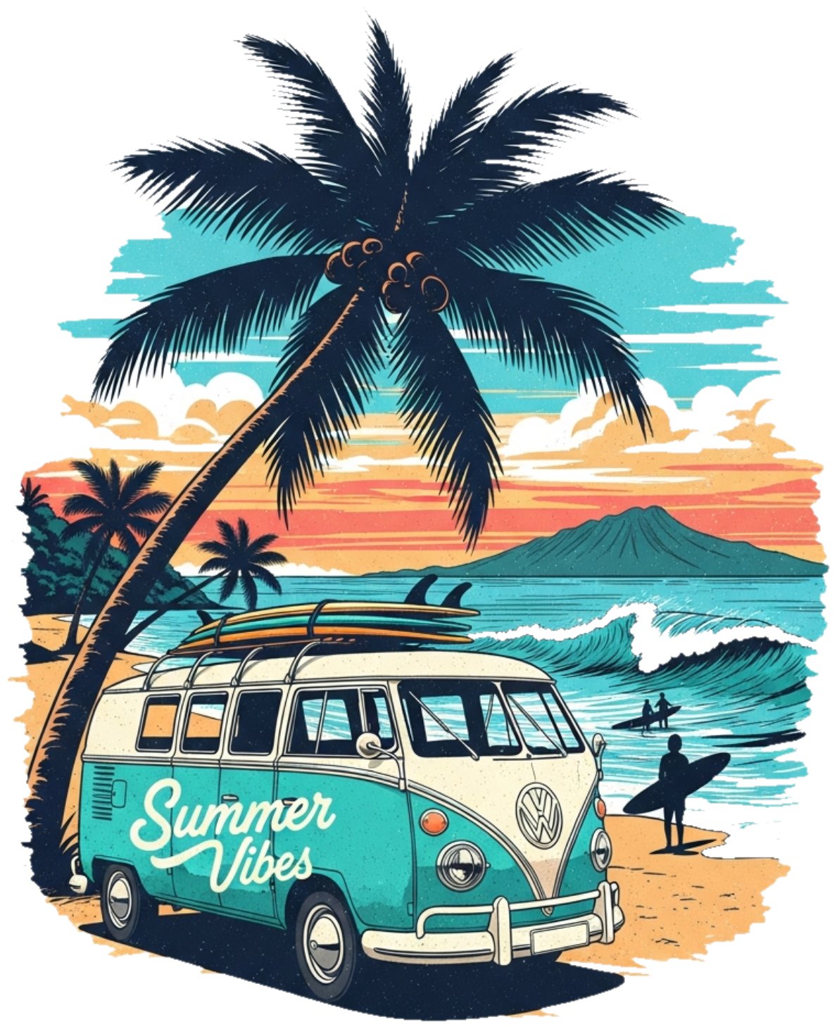 Áo Thun Màu Kem Họa Tiết Du Lịch Biển Hawaii Summer - 300326-14-53-ULL