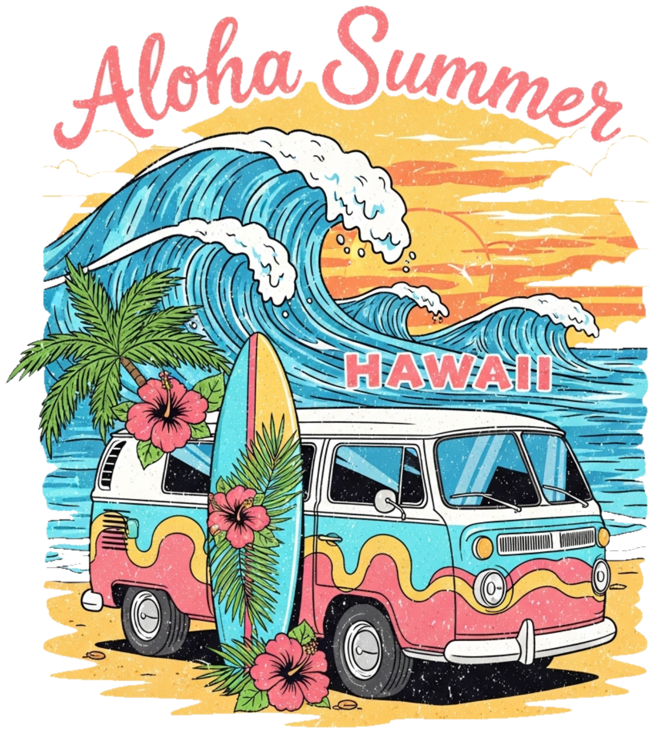Áo Thun Màu Kem Summer Vibes Hawaii Cao Cấp - 300326-14-53-UNA