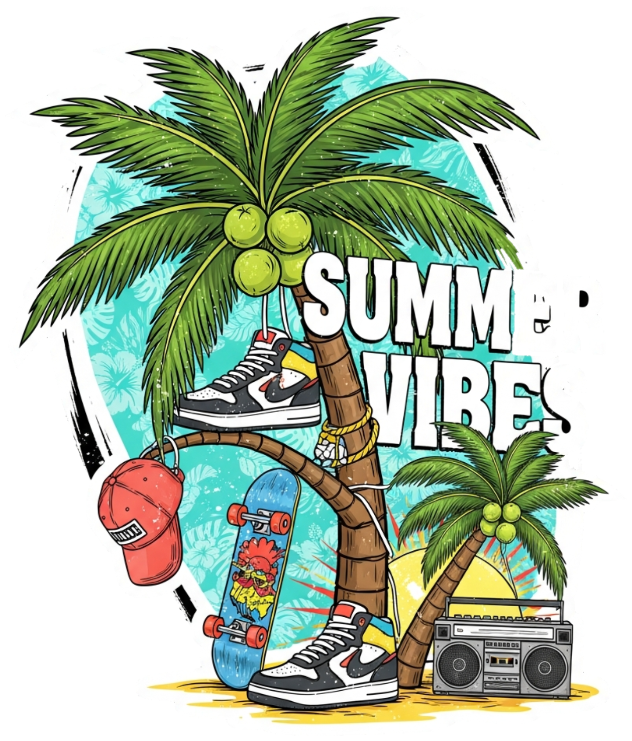 Áo Thun Đen Summer Tropical Streetwear Palm Tree - 300326-15-57-VAF