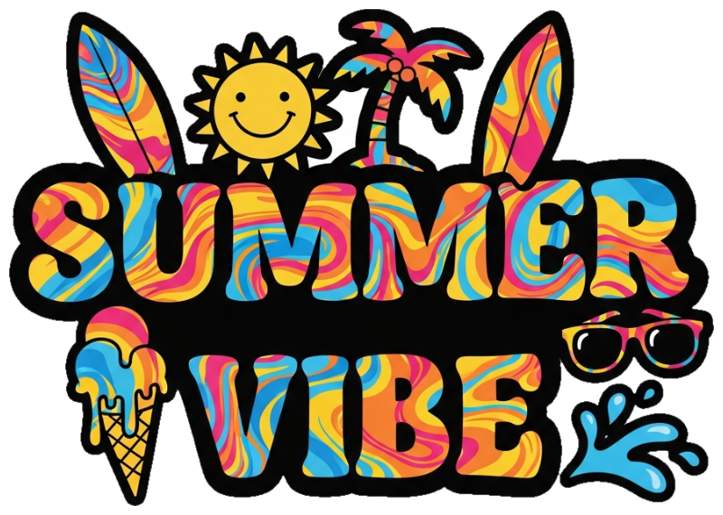 Áo Thun Kem Slogan Design Summer Vibe Groovy - 300326-16-49-EBF