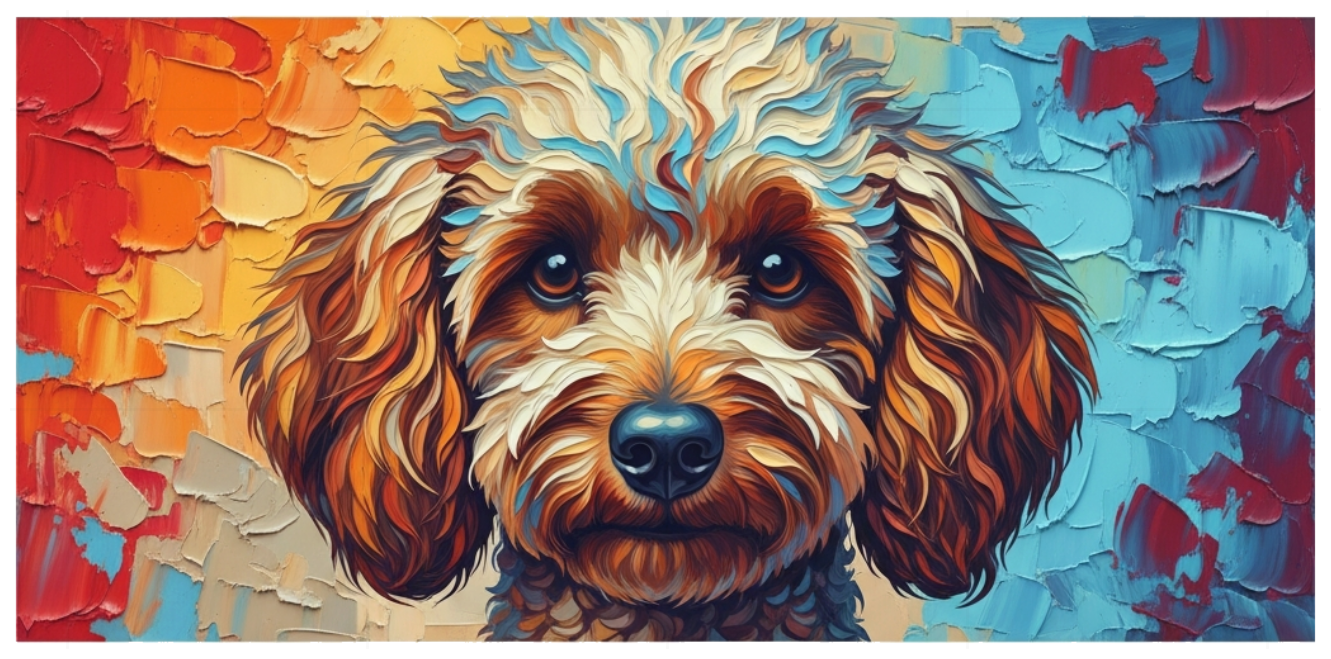 Áo Thun Unisex Form Rộng Cotton Trắng In Hình Chó Poodle Tranh Sơn Dầu Impasto Art 