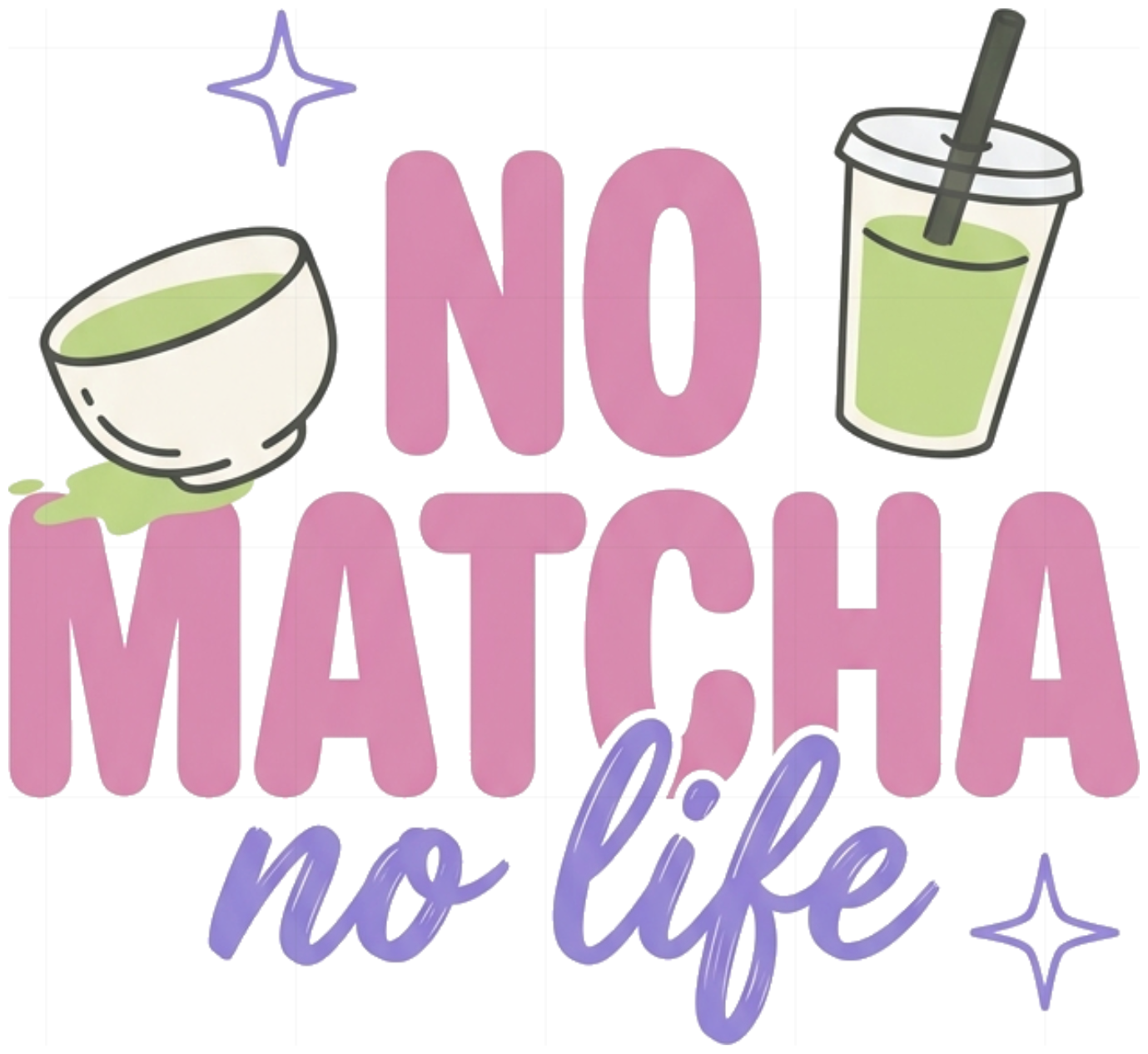Áo Thun Trắng In Hình No Matcha No Life Cute Form Rộng Cotton Co Giãn 4 Chiều Trendy 300726-16-27-HKJ