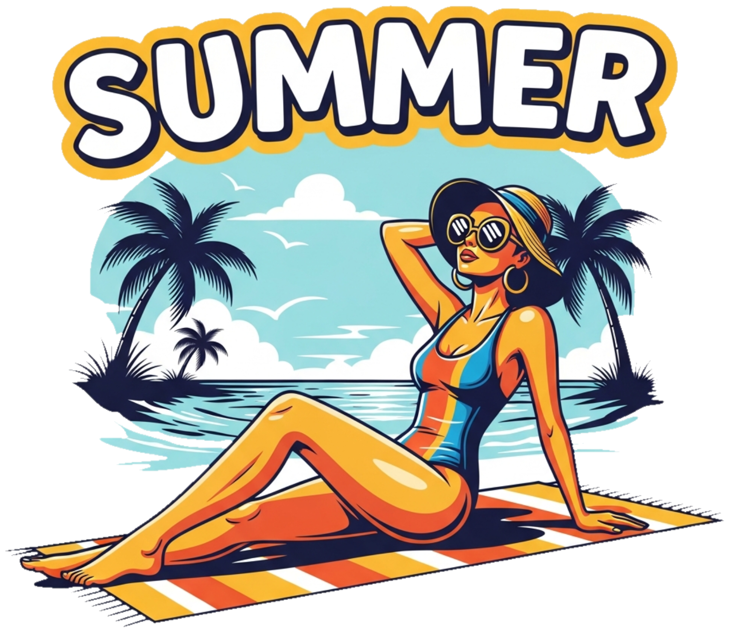 Áo Thun Màu Kem In Hình Summer Design Sành Điệu - 310326-15-20-GHO